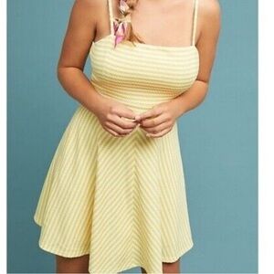 Anthropology Molly Textured stripe Dress. Yellow. Xs